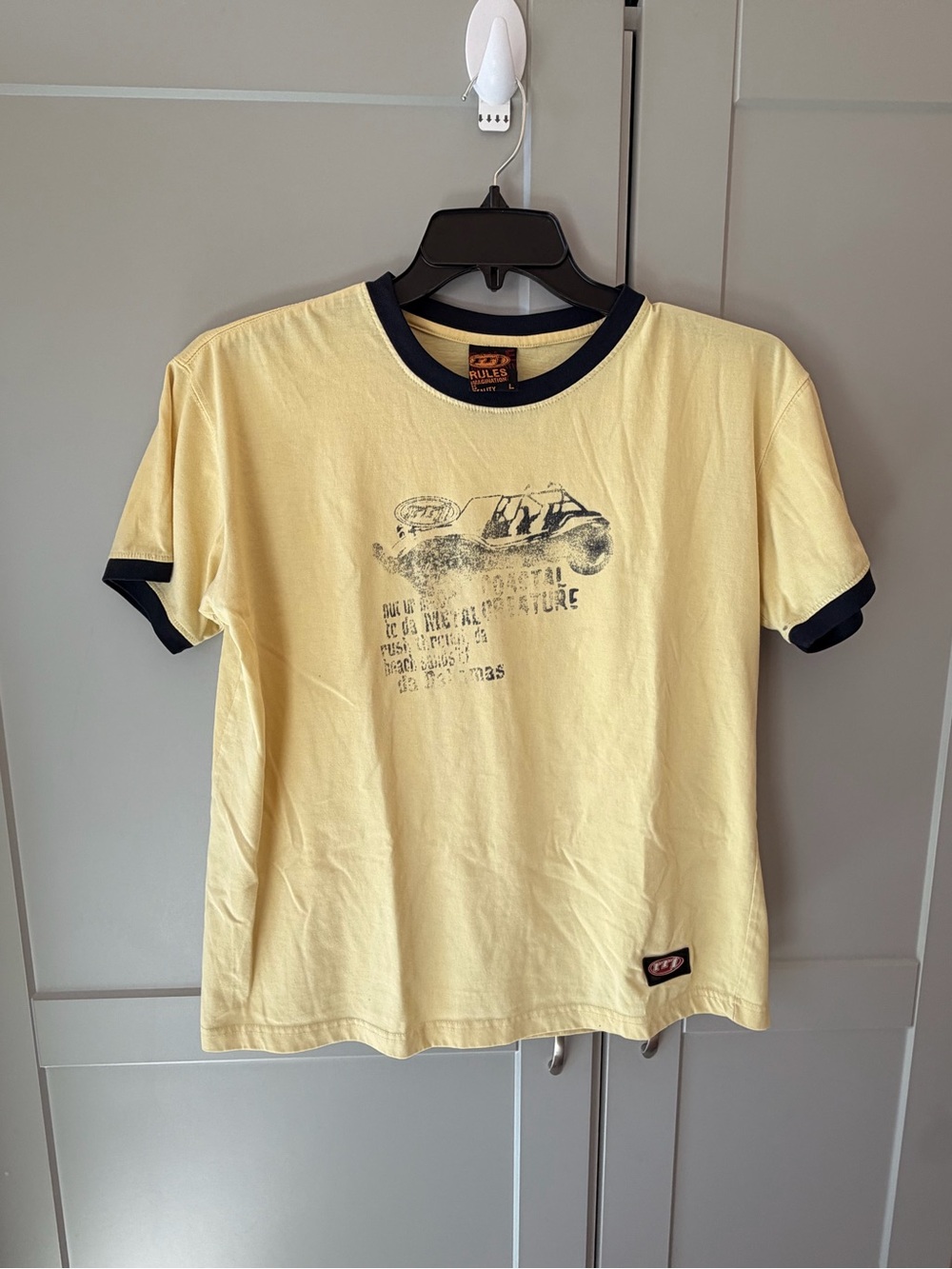 Men's Yellow Ringer Tee with Black Trim by